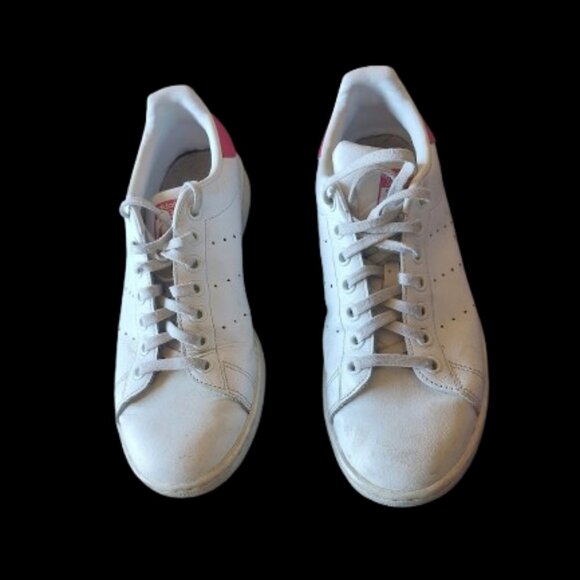 ADIDAS STAN SMITH White and Pink Sneakers Size 8 - Picture 2 of 10